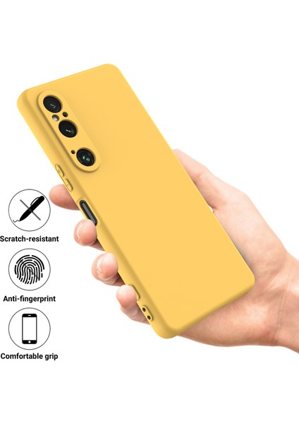 Sony Xperia 1 Vı Kılıf Sıvı Silikon Astar Yastık Düşme Korumalı Telefon Kılıfı Kayışlı-Sarı (Yurt Dışından) fiyatları