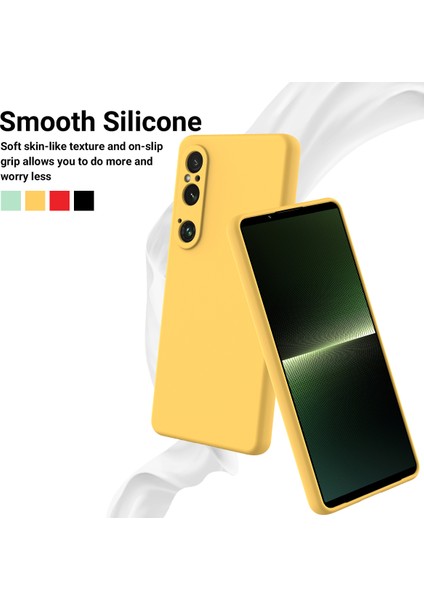 Sony Xperia 1 Vı Kılıf Sıvı Silikon Astar Yastık Düşme Korumalı Telefon Kılıfı Kayışlı-Sarı (Yurt Dışından) modelleri