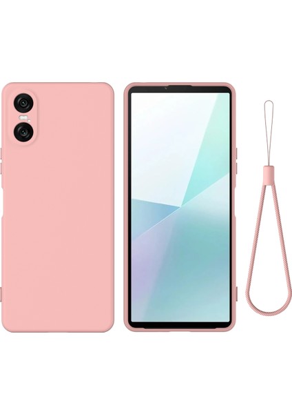Sony Xperia 10 Vı Kılıf Sıvı Silikon Koruyucu Telefon Kılıfı El Kayışı Ile-Pembe (Yurt Dışından)