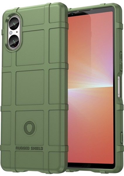 Sony Xperia 5 V Kılıf Kare Izgara Doku Darbeye Dayanıklı Tpu Telefon Kılıfı-Yeşil (Yurt Dışından)
