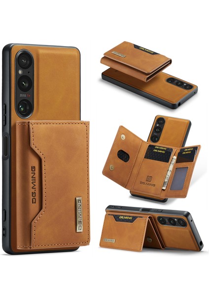 Dg.mıng M2 Serisi Sony Xperia 1 V Manyetik Cüzdan Telefon Kılıfı Pu+Pc+Tpu Destekli Telefon Kılıfı-Kahverengi (Yurt Dışından)