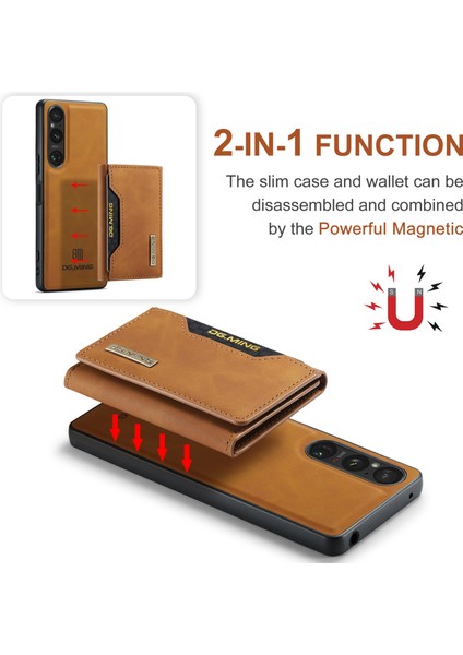 Dg.mıng M2 Serisi Sony Xperia 1 V Manyetik Cüzdan Telefon Kılıfı Pu+Pc+Tpu Destekli Telefon Kılıfı-Kahverengi (Yurt Dışından) fırsatları