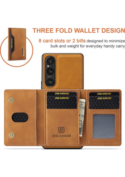 Dg.mıng M2 Serisi Sony Xperia 1 V Manyetik Cüzdan Telefon Kılıfı Pu+Pc+Tpu Destekli Telefon Kılıfı-Kahverengi (Yurt Dışından) indirimleri