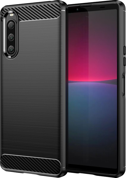 Sony Xperia 10 V Yumuşak Karbon Fiber Tpu Telefon Kılıfı Fırçalanmış Cep Telefonu Kapağı-Siyah (Yurt Dışından)