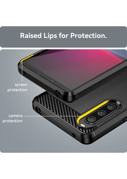 Sony Xperia 10 V Yumuşak Karbon Fiber Tpu Telefon Kılıfı Fırçalanmış Cep Telefonu Kapağı-Siyah (Yurt Dışından) modelleri