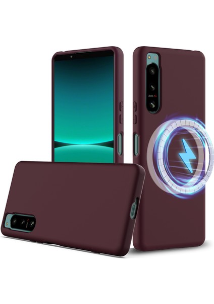 Sony Xperia 5 Iv 5g Sıvı Silikon Kılıf Askılı Magsafe Telefon Kılıfı ile Uyumlu-Şarap Kırmızısı (Yurt Dışından)