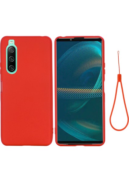 Sony Xperia 10 Iv 5g Için Düşmeye Dayanıklı Sıvı Silikon Telefon Kılıfı Yumuşak Mikrofiber Astar Yastık Çizilmez Koruyucu Kılıf-Kırmızı (Yurt Dışından)