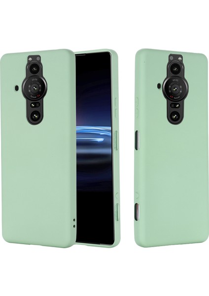 Sony Xperia Pro-I Sıvı Silikon Yumuşak Mikrofiber Astarlı Düşmeye Dayanıklı Telefon Kılıfı Kılıfı Kayışlı-Yeşil (Yurt Dışından)