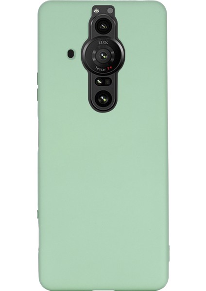 Sony Xperia Pro-I Sıvı Silikon Yumuşak Mikrofiber Astarlı Düşmeye Dayanıklı Telefon Kılıfı Kılıfı Kayışlı-Yeşil (Yurt Dışından)