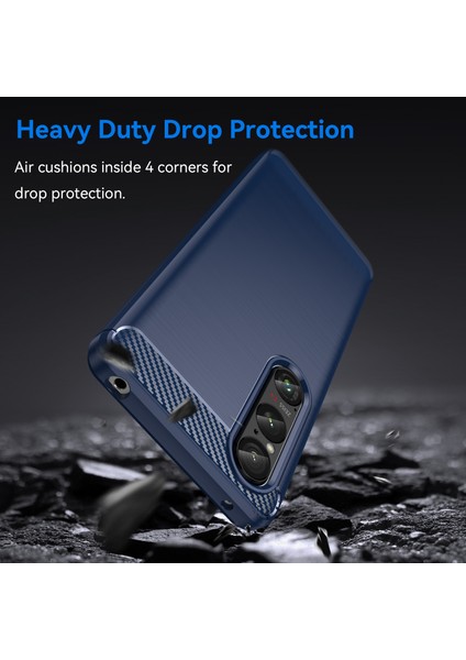 Sony Xperia 1 Vı Kılıf Tpu Ultra Ince Karbon Fiber Doku Telefon Kılıfı-Mavi (Yurt Dışından)