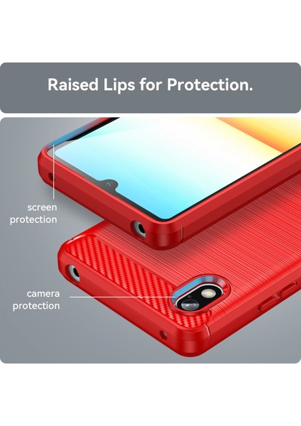 Sony Xperia Ace Iıı Tpu Koruyucu Telefon Kılıfı Çizilmez Karbon Fiber Doku Fırçalanmış Yüzey Kılıfı-Kırmızı (Yurt Dışından) indirimleri