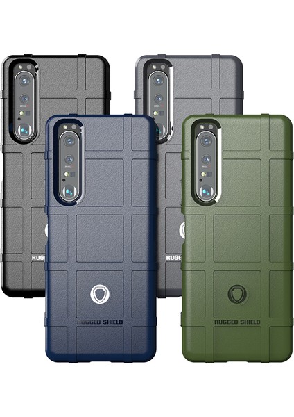 Darbeye Dayanıklı Sağlam Kare Izgara Doku Tpu Telefon Kılıfı Sony Xperia 1 Iıı 5g-Siyah (Yurt Dışından) fırsatları