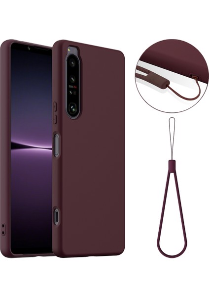 Sony Xperia 1 Iv 5g Kılıfı Magsafe Sıvı Silikon Telefon Kılıfı ile Uyumlu Kordonlu-Şarap Kırmızısı (Yurt Dışından)