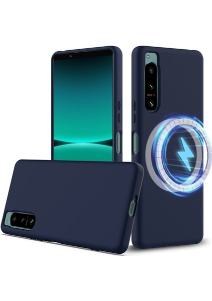 Sony Xperia 5 Iv 5g Sıvı Silikon Kılıf Askılı Magsafe Telefon Kılıfı ile Uyumlu-Koyu Mavi (Yurt Dışından)
