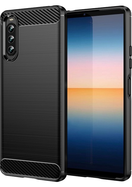 Sony Xperia 10 Iv Fırçalanmış Karbon Fiber Doku Cep Telefonu Yumuşak Tpu Kılıf Düşmeye Karşı Koruyucu Kapak-Siyah (Yurt Dışından)