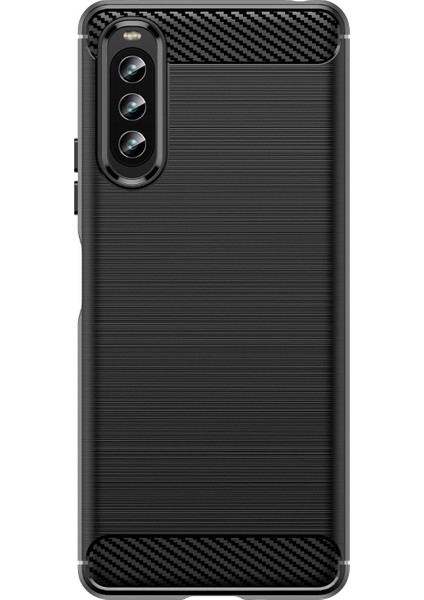 Sony Xperia 10 Iv Fırçalanmış Karbon Fiber Doku Cep Telefonu Yumuşak Tpu Kılıf Düşmeye Karşı Koruyucu Kapak-Siyah (Yurt Dışından)