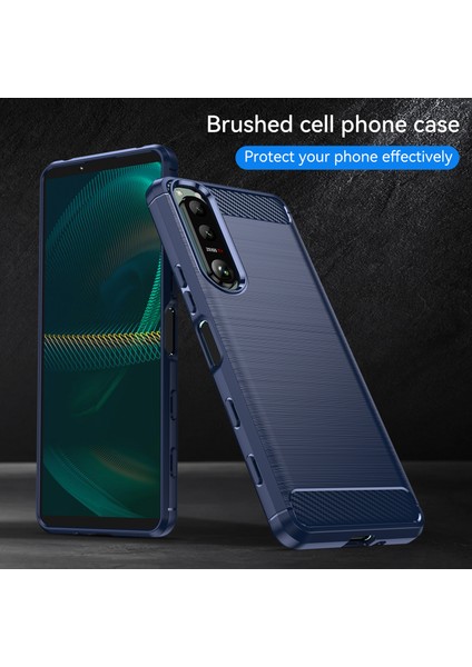 1.8mm Fırçalanmış Yüzey Tpu Kılıf Karbon Fiber Doku Telefon Arka Koruyucu Kapak Sony Xperia 5 Iıı 5g-Mavi (Yurt Dışından) indirimleri