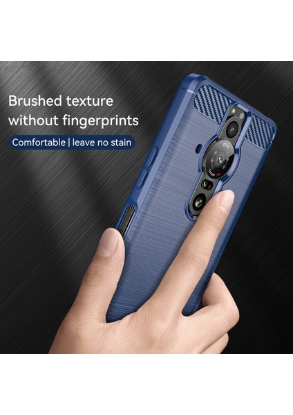 1.8mm Esnek Tpu Çizilmez Karbon Fiber Fırçalanmış Koruyucu Kılıf Kapağı Sony Xperia Pro-I-Blue Için (Yurt Dışından) modelleri