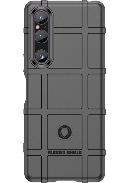 Sony Xperia 1 V Yumuşak Tpu Telefon Kılıfı Sağlam Kare Izgara Doku Kaymaz Kapak-Siyah (Yurt Dışından) fiyatları