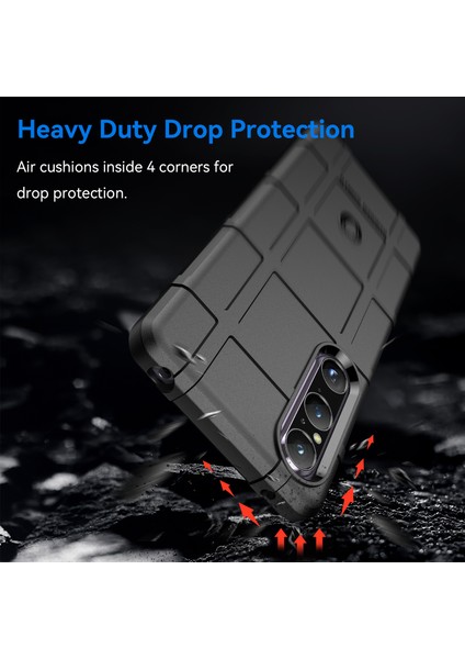 Sony Xperia 1 V Yumuşak Tpu Telefon Kılıfı Sağlam Kare Izgara Doku Kaymaz Kapak-Siyah (Yurt Dışından) modelleri