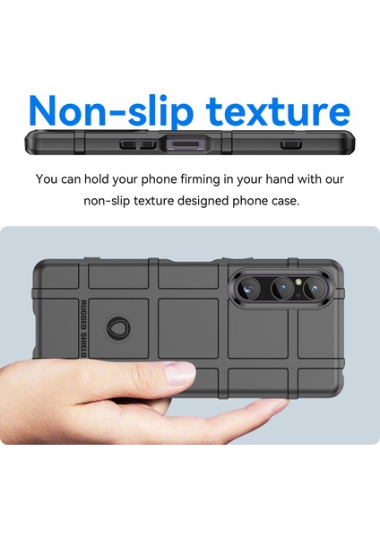 Sony Xperia 1 V Yumuşak Tpu Telefon Kılıfı Sağlam Kare Izgara Doku Kaymaz Kapak-Siyah (Yurt Dışından) fırsatları