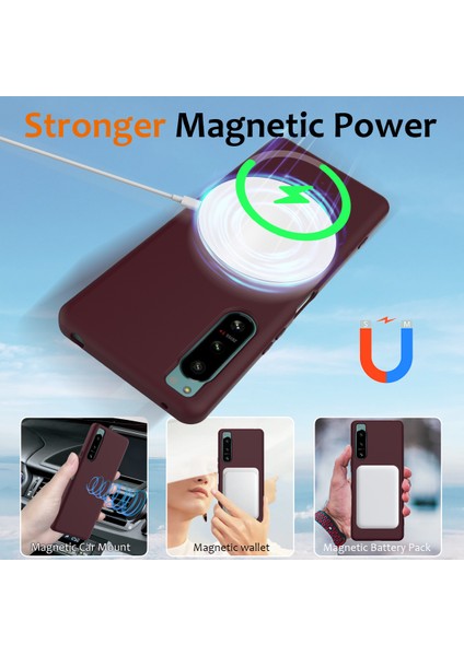 Sony Xperia 5 Iv 5g Sıvı Silikon Kılıf Askılı Magsafe Telefon Kılıfı ile Uyumlu-Şarap Kırmızısı (Yurt Dışından) modelleri