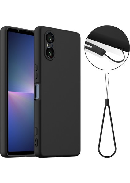 Sony Xperia 5 V Kılıfı Magsafe Sıvı Silikon Telefon Kılıfı ile Uyumludur ve Kordonludur-Siyah (Yurt Dışından)