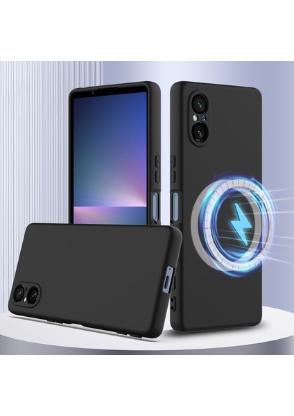 Sony Xperia 5 V Kılıfı Magsafe Sıvı Silikon Telefon Kılıfı ile Uyumludur ve Kordonludur-Siyah (Yurt Dışından) fiyatları