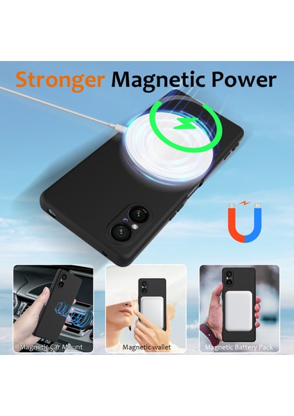 Sony Xperia 5 V Kılıfı Magsafe Sıvı Silikon Telefon Kılıfı ile Uyumludur ve Kordonludur-Siyah (Yurt Dışından) fırsatları