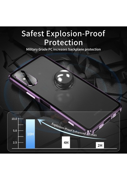 Sony Xperia 5 V Temperli Cam Kılıf Metal Çerçeve Şeffaf Pc Arka Manyetik Telefon Kılıfı-Mor (Yurt Dışından) modelleri