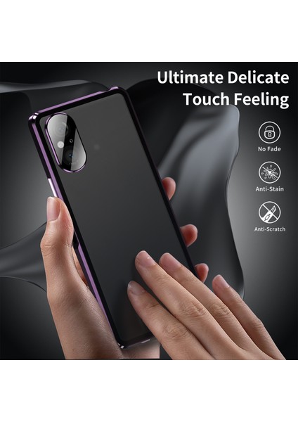 Sony Xperia 5 V Temperli Cam Kılıf Metal Çerçeve Şeffaf Pc Arka Manyetik Telefon Kılıfı-Mor (Yurt Dışından) fırsatları