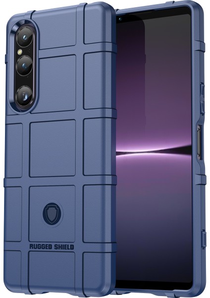 Sony Xperia 1 V Yumuşak Tpu Telefon Kılıfı Sağlam Kare Izgara Doku Kaymaz Kapak-Mavi (Yurt Dışından)