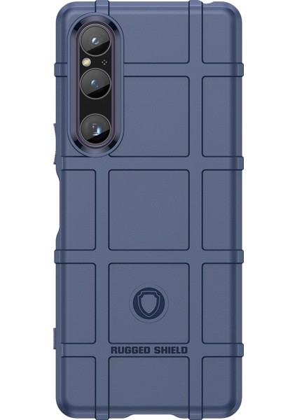 Sony Xperia 1 V Yumuşak Tpu Telefon Kılıfı Sağlam Kare Izgara Doku Kaymaz Kapak-Mavi (Yurt Dışından) fiyatları