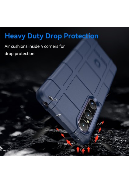 Sony Xperia 1 V Yumuşak Tpu Telefon Kılıfı Sağlam Kare Izgara Doku Kaymaz Kapak-Mavi (Yurt Dışından) modelleri