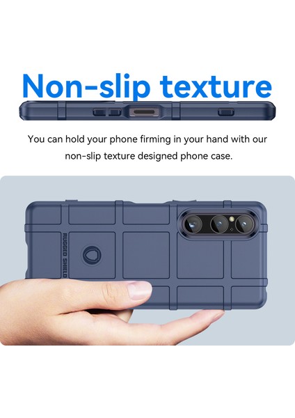 Sony Xperia 1 V Yumuşak Tpu Telefon Kılıfı Sağlam Kare Izgara Doku Kaymaz Kapak-Mavi (Yurt Dışından) fırsatları