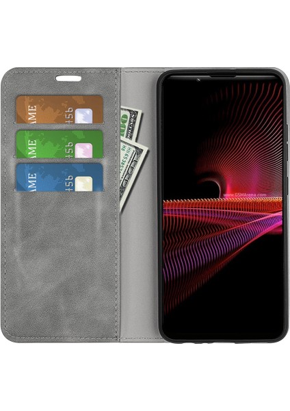 Sony Xperia 1 Iv Için Skin Touch Hissi Folio Flip Telefon Kılıfı, Cüzdan Standı Pu Deri Otomatik Emici Manyetik Kapak-Gri (Yurt Dışından) fiyatları