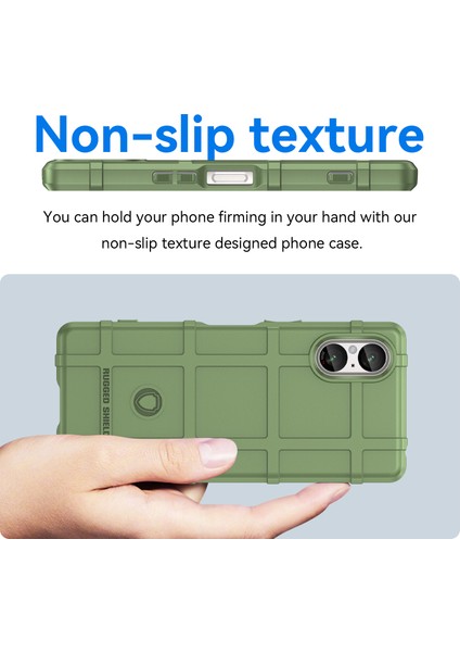 Sony Xperia 5 V Kılıf Kare Izgara Doku Darbeye Dayanıklı Tpu Telefon Kılıfı-Yeşil (Yurt Dışından) modelleri
