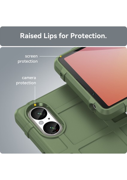 Sony Xperia 5 V Kılıf Kare Izgara Doku Darbeye Dayanıklı Tpu Telefon Kılıfı-Yeşil (Yurt Dışından) indirimleri