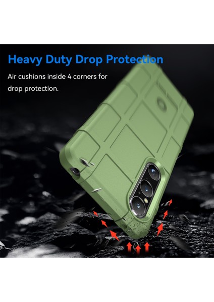 Sony Xperia 1 V Yumuşak Tpu Telefon Kılıfı Sağlam Kare Izgara Doku Kaymaz Kapak-Yeşil (Yurt Dışından) modelleri