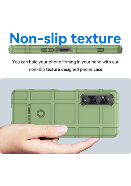 Sony Xperia 1 V Yumuşak Tpu Telefon Kılıfı Sağlam Kare Izgara Doku Kaymaz Kapak-Yeşil (Yurt Dışından) fırsatları