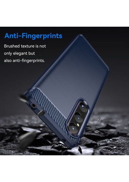 Sony Xperia 1 V Fırçalanmış Telefon Kılıfı Karbon Fiber Doku Telefon Kabuğu Cep Telefonu Kapağı-Mavi (Yurt Dışından) fırsatları