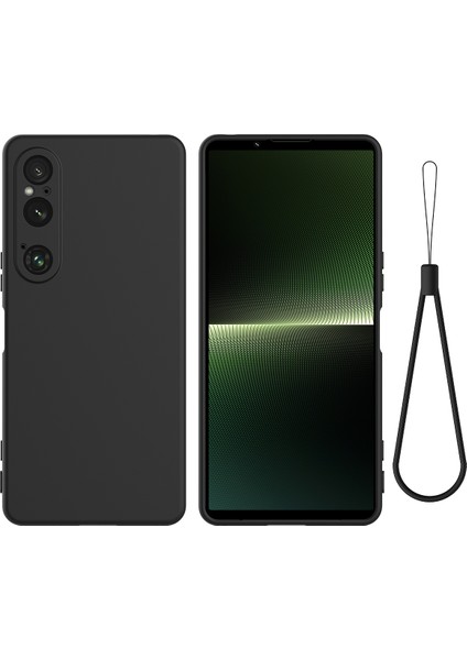Sony Xperia 1 Vı Kılıf Sıvı Silikon Astar Yastık Düşme Korumalı Telefon Kılıfı Kayışlı-Siyah (Yurt Dışından)