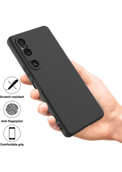 Sony Xperia 1 Vı Kılıf Sıvı Silikon Astar Yastık Düşme Korumalı Telefon Kılıfı Kayışlı-Siyah (Yurt Dışından)