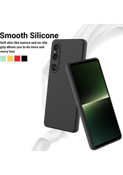 Sony Xperia 1 Vı Kılıf Sıvı Silikon Astar Yastık Düşme Korumalı Telefon Kılıfı Kayışlı-Siyah (Yurt Dışından)