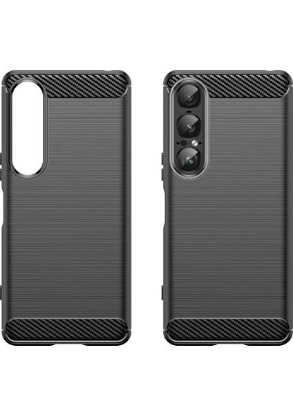 Sony Xperia 1 Vıı Kılıf Koruyucu Telefon Kılıfı Karbon Fiber Doku Fırçalanmış-Siyah (Yurt Dışından) modelleri