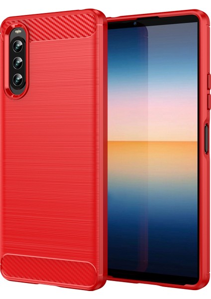 Sony Xperia 10 Iv Fırçalanmış Karbon Fiber Doku Cep Telefonu Yumuşak Tpu Kılıf Düşmeye Karşı Koruyucu Kapak-Kırmızı (Yurt Dışından)