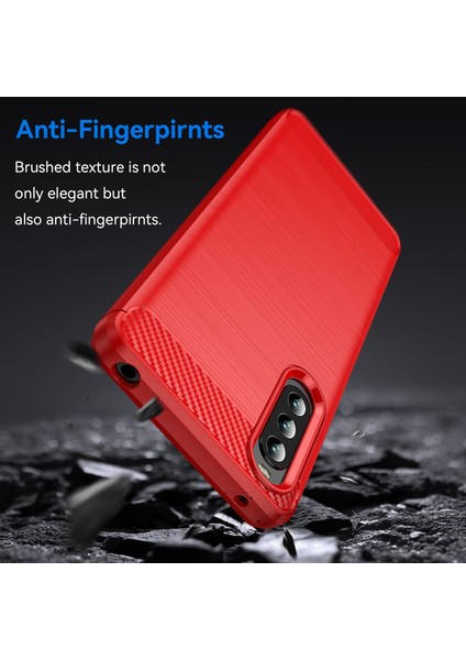 Sony Xperia 10 Iv Fırçalanmış Karbon Fiber Doku Cep Telefonu Yumuşak Tpu Kılıf Düşmeye Karşı Koruyucu Kapak-Kırmızı (Yurt Dışından) modelleri