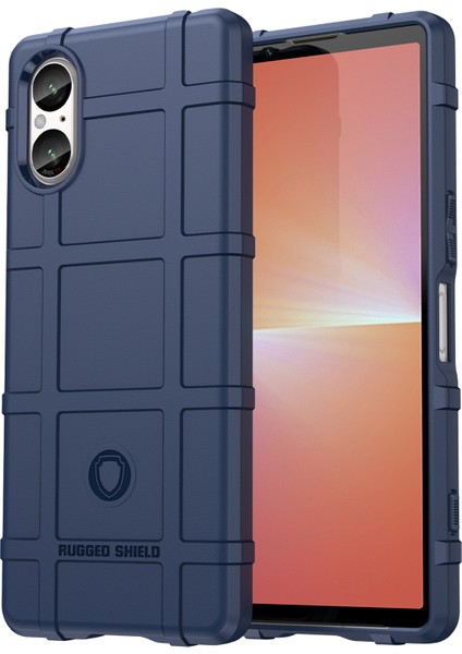 Sony Xperia 5 V Kılıf Kare Izgara Doku Darbeye Dayanıklı Tpu Telefon Kılıfı-Mavi (Yurt Dışından)