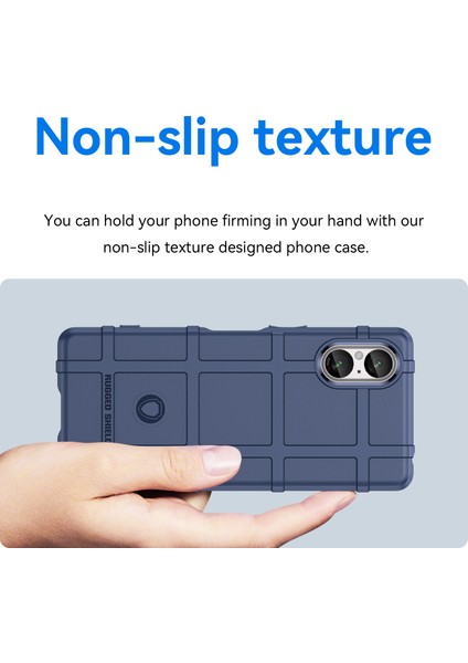 Sony Xperia 5 V Kılıf Kare Izgara Doku Darbeye Dayanıklı Tpu Telefon Kılıfı-Mavi (Yurt Dışından) modelleri