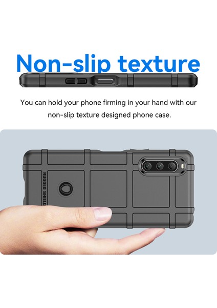 Sony Xperia 10 V Yumuşak Tpu Telefon Kılıfı Sağlam Kare Izgara Doku Çizilmeye Dayanıklı Koruyucu Kapak-Siyah (Yurt Dışından) fırsatları